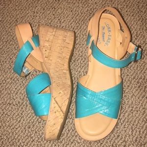 Teal Korkease wedges
